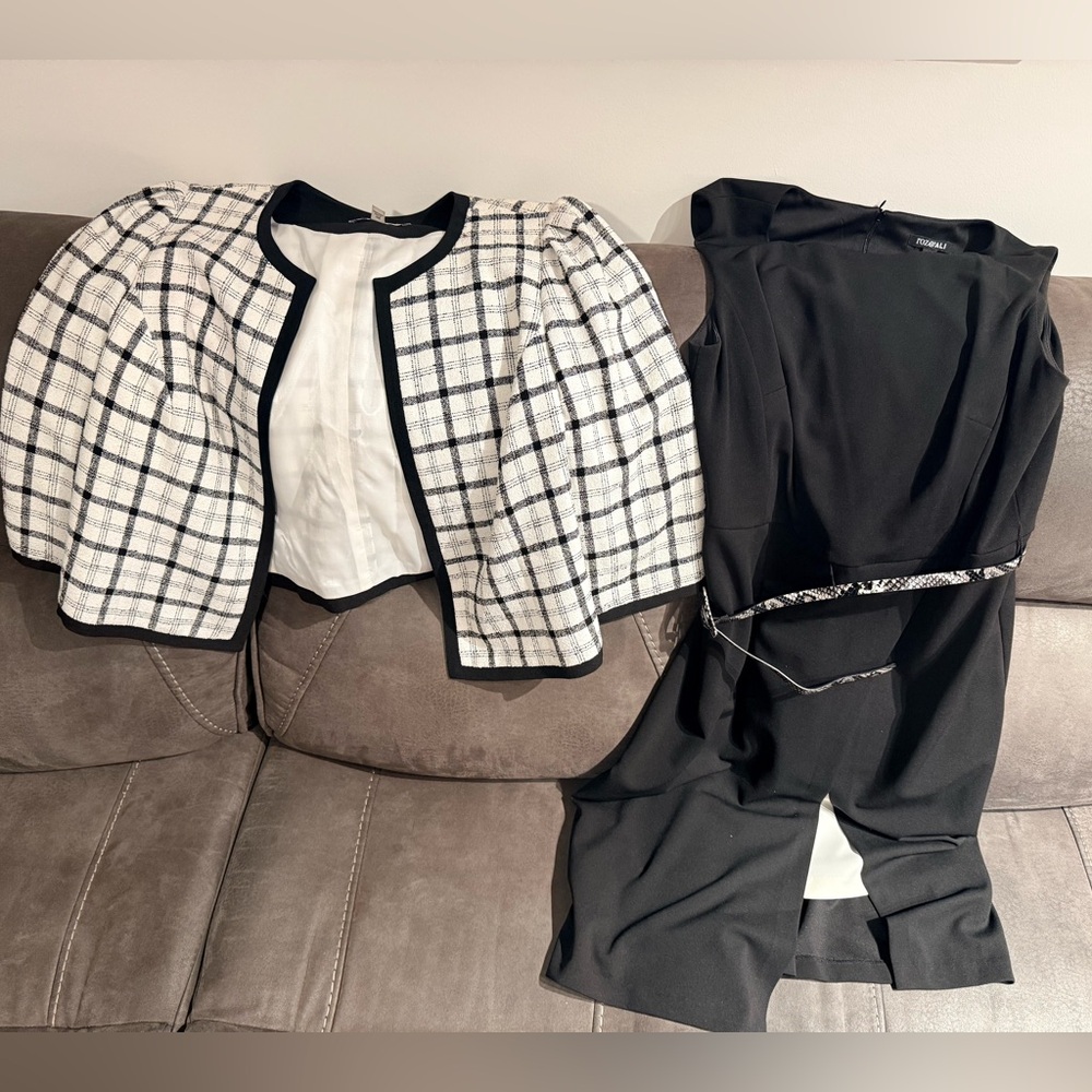 Jones Studio Black and White Checkered Blazer and Dress Set